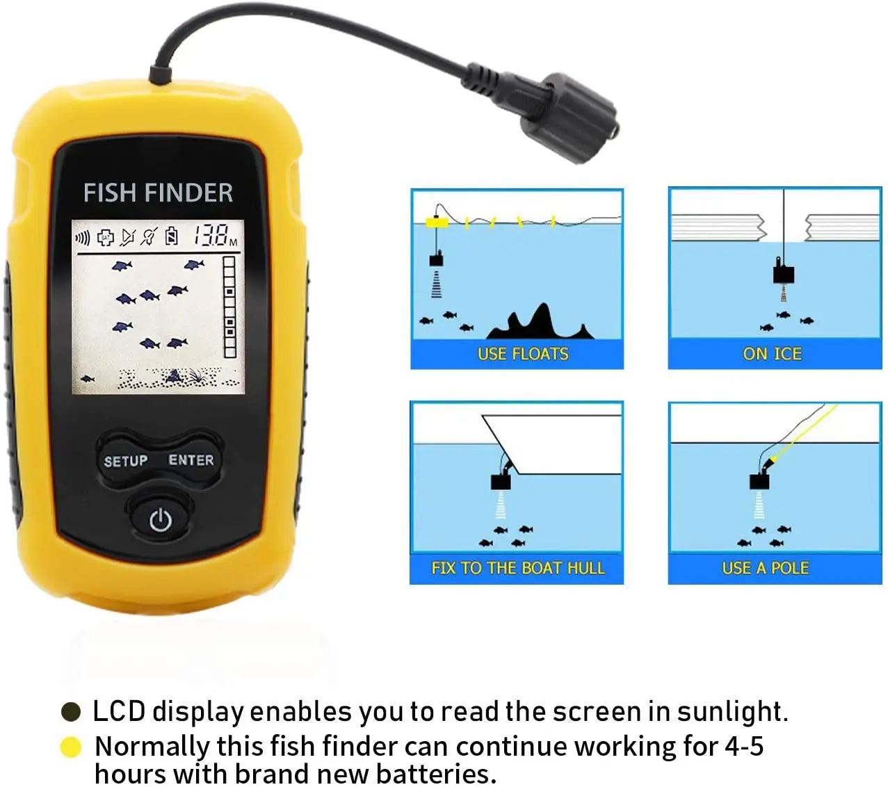 Portable fish finder for lakes and the sea