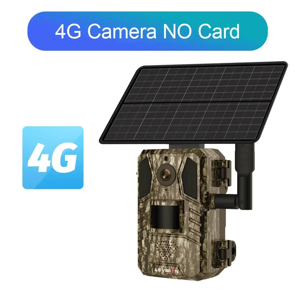 LS VISION 4G Solar Hunting Trail Camera Outdoor 4MP Night Vision PIR Motion Detection 7800mAh Battery Waterproof Wildlife Camera