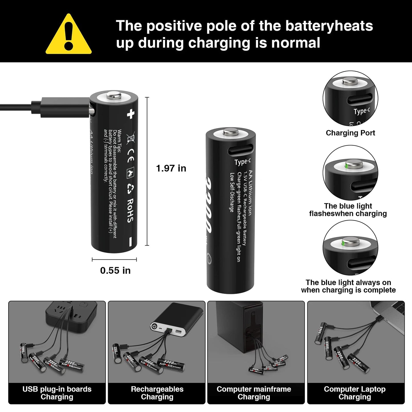 Piles AA Lithium Rechargeables USB-C