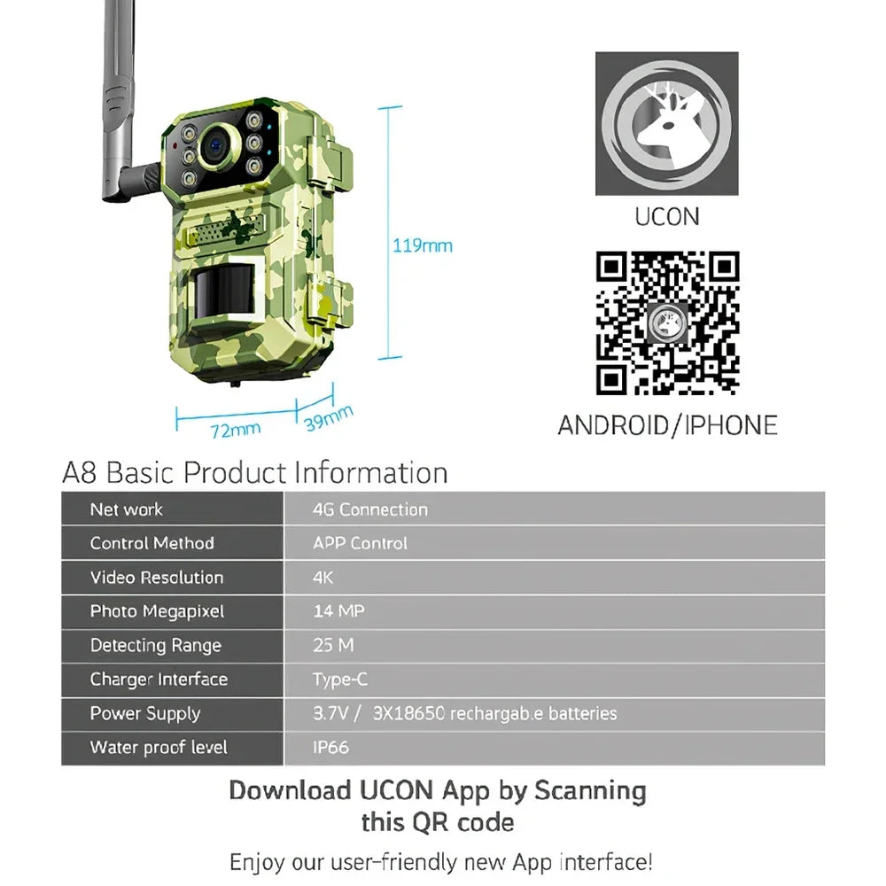 Caméra de Chasse Solaire 4MP 4G