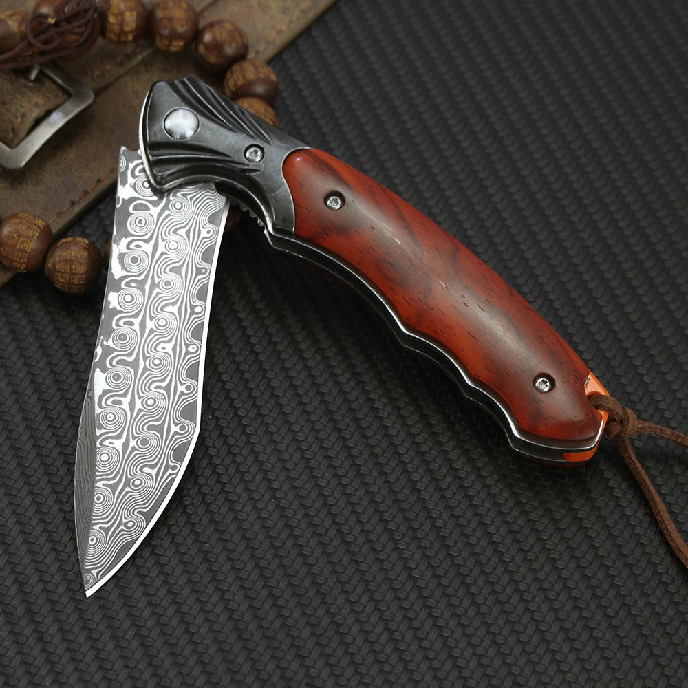 Couteau Pliant VG10 Damas Manche Bois