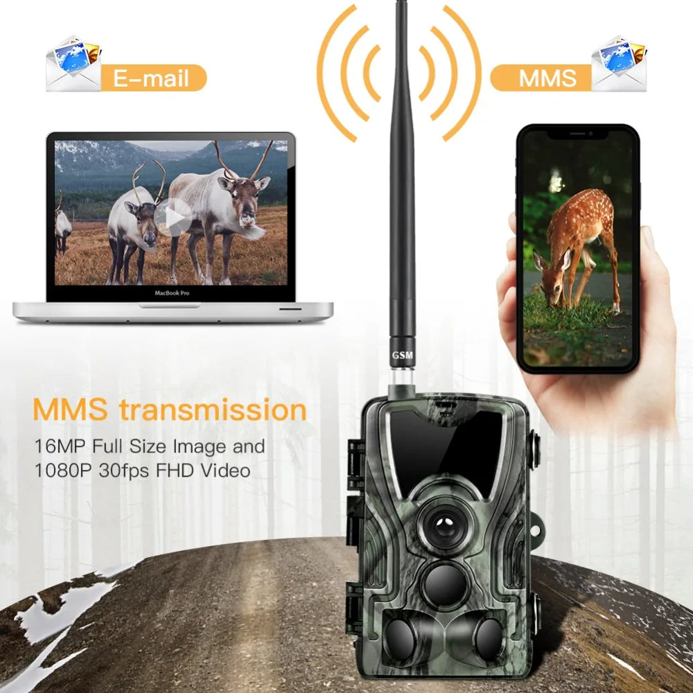 HC801M 2G MMS/SMTP/SMS Hunting Trail Camera 20MP 1080P Wildlife Night Vision Photo Traps 0.3S Trigger Hunter Camera