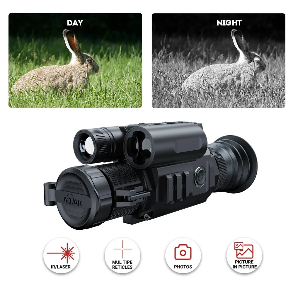 ES3-LRF Night Vision Hunting Scope Ballistic Calculator 50mm/70mm Lens IP67 350m IR Lighter Red Dot Sight VS PARD NV008S