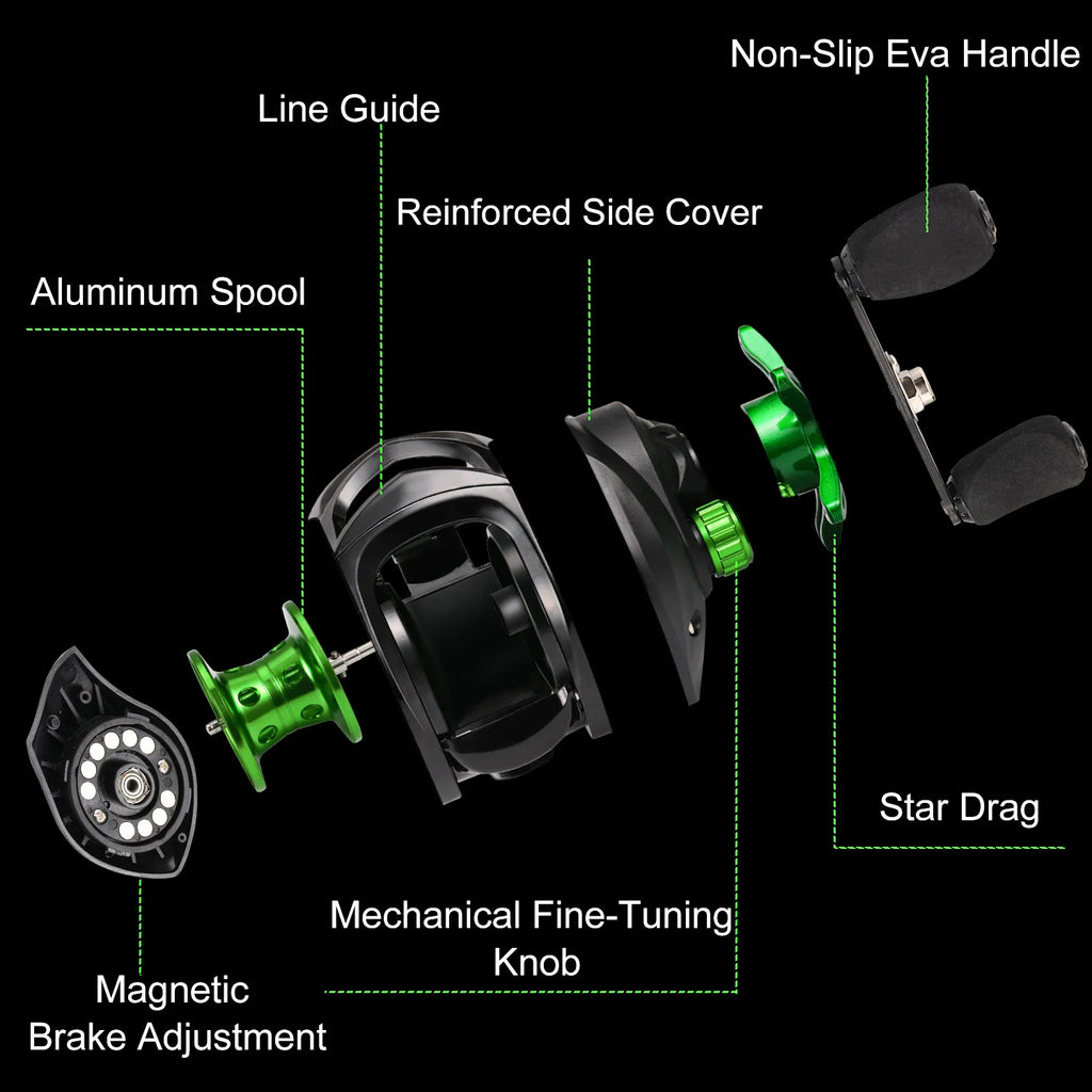 Powerful spinning reel, maximum drag 10 kg