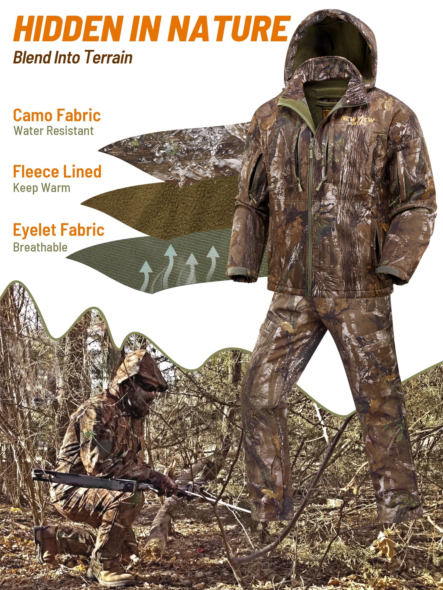 Vêtements de chasse camouflage pour hommes