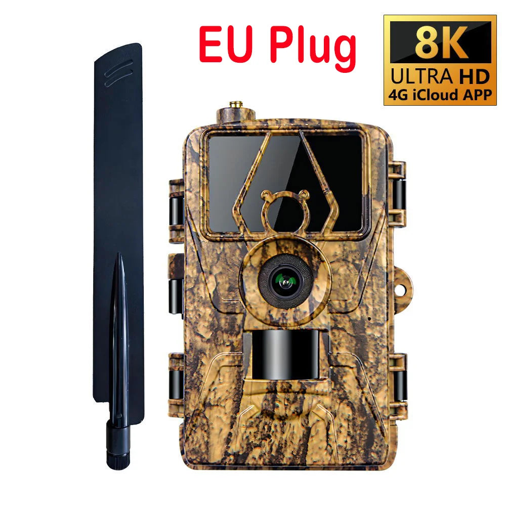 4G LTE Hunting Trail Camera 60MP 8K APP Control Night Vision Photo Trap Support SIM Card Cellular Mobile Wireless Wildlife Cam