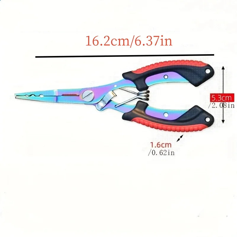 Stainless steel multi-function fishing pliers with cord