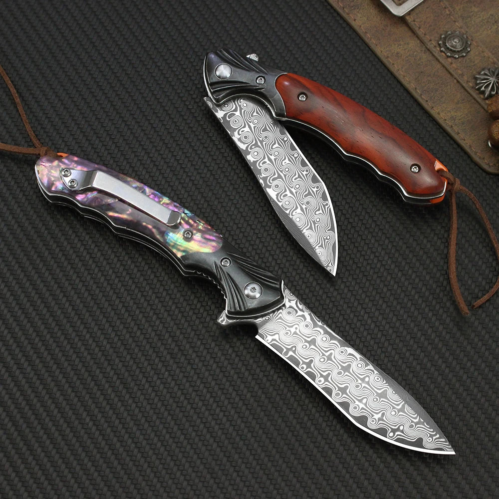 Couteau Pliant VG10 Damas Manche Bois