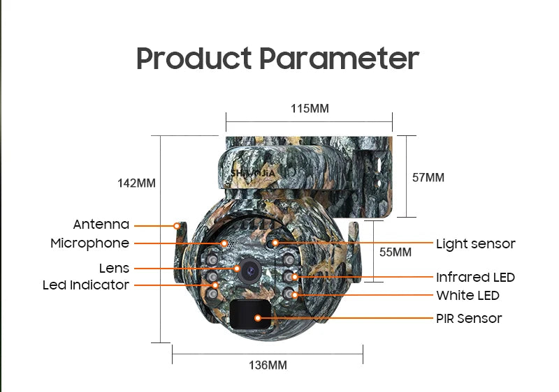 Caméra 4K Vision Nocturne avec Panneau Solaire