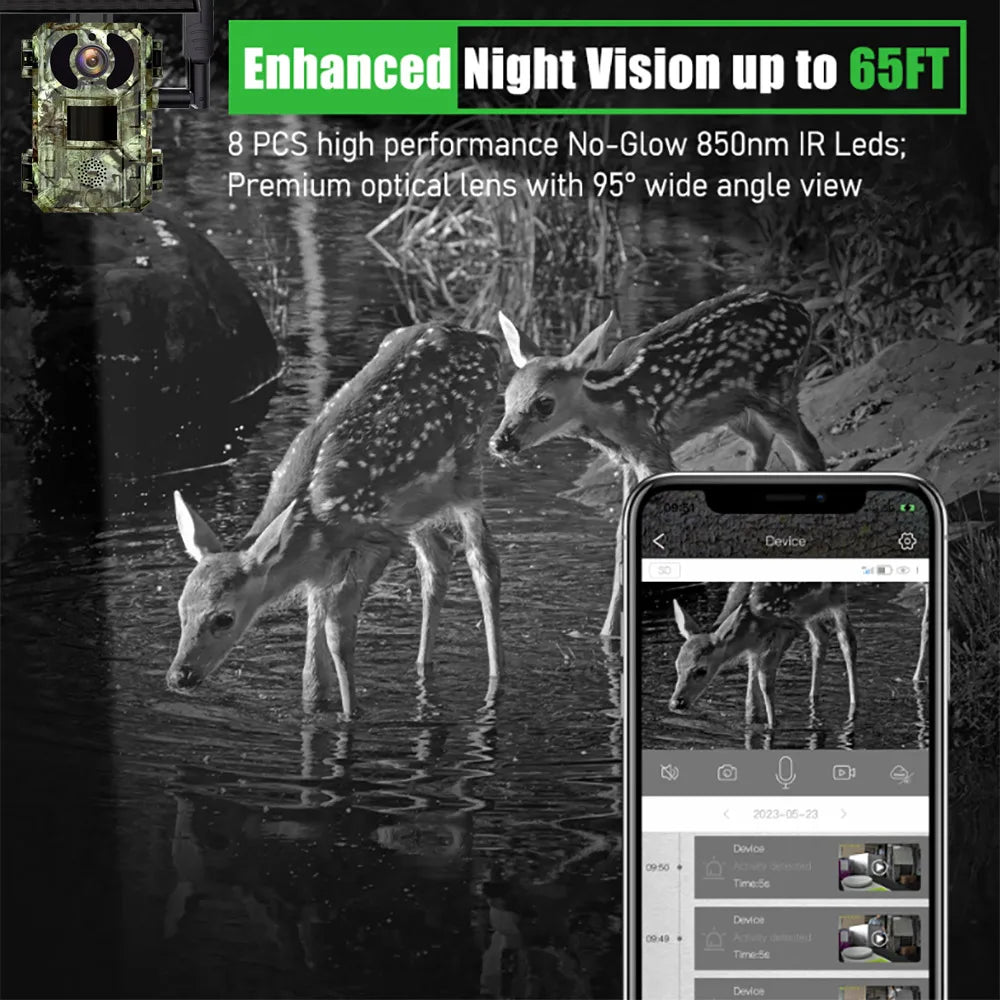 4MP Solar Hunting Trail Camera Outdoor Wildlife 4G Sim Card PIR Motion Detection Battery Photo Trap Camera IR Night Vision CCTV