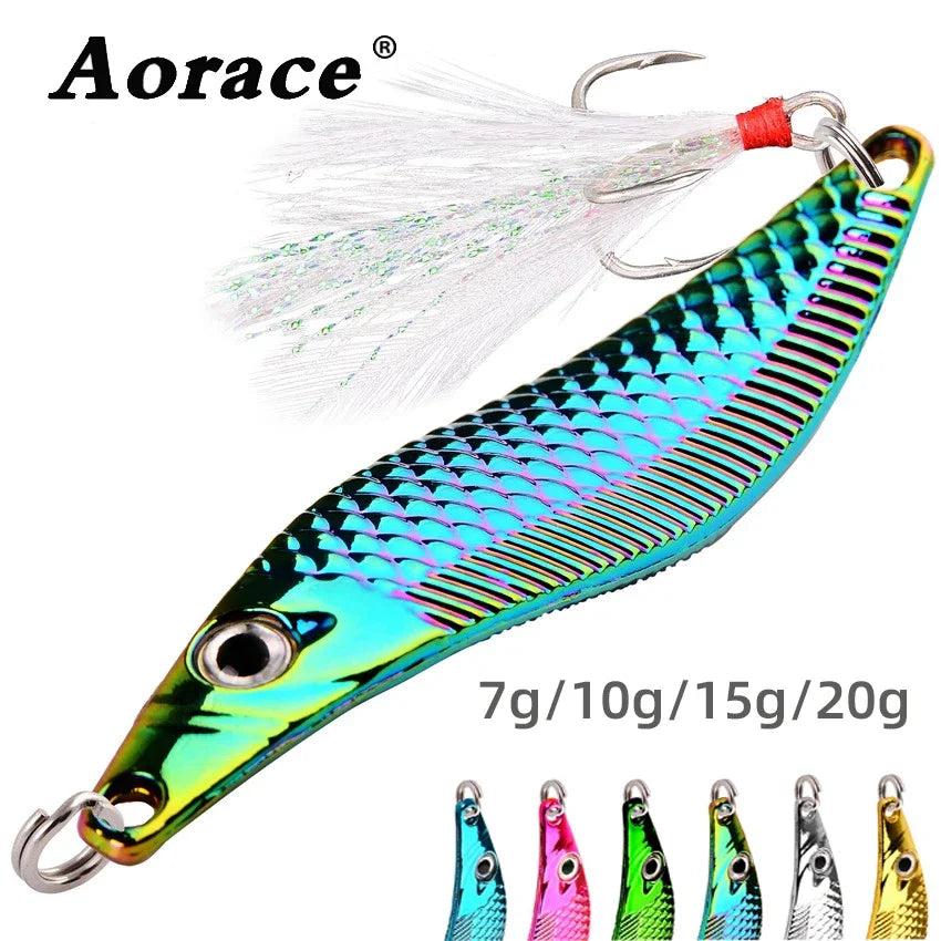 Aorace Metal Lure with Feathers 7-20g Sea Bass &amp; Pike