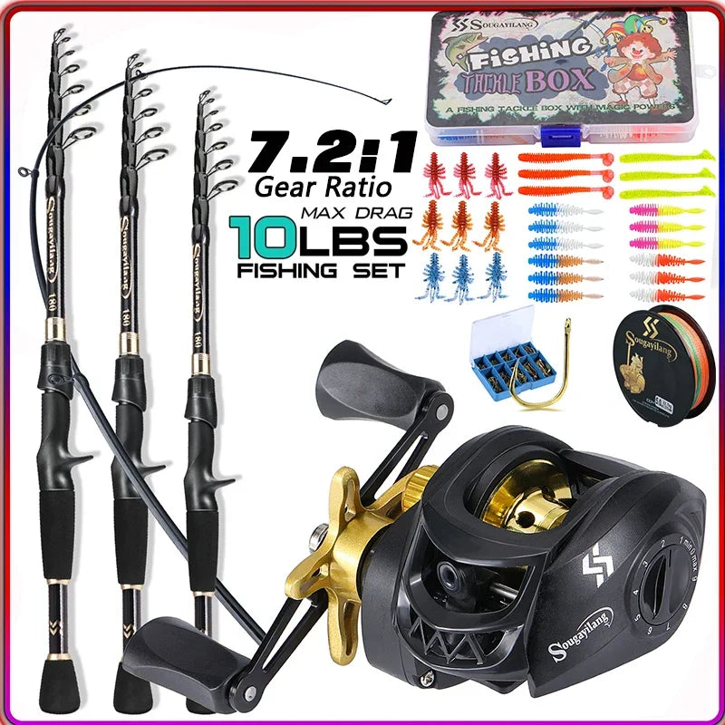 1.8m telescopic rod with reel, 5kg drag 