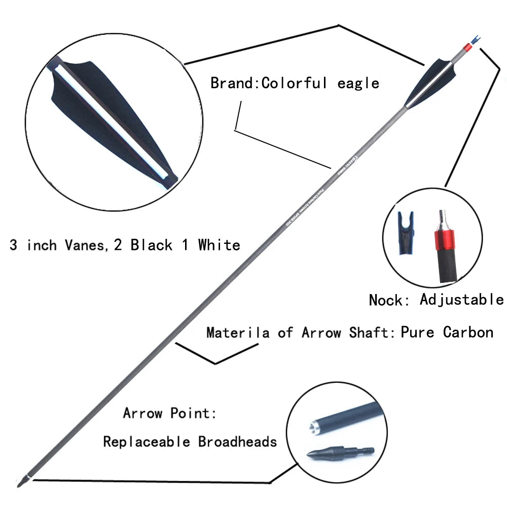 Fût de Flèches en Carbone Pur Spine 300/400 pour Arc