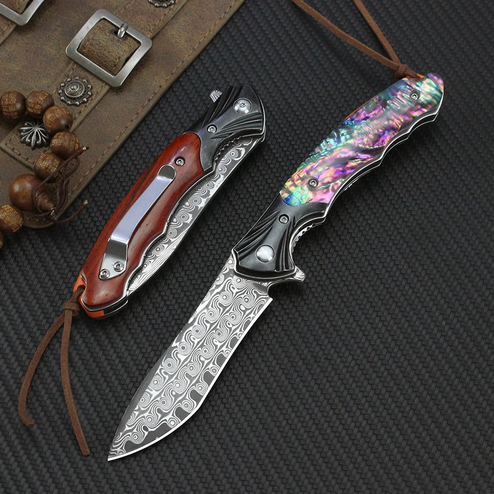 Couteau Pliant VG10 Damas Manche Bois