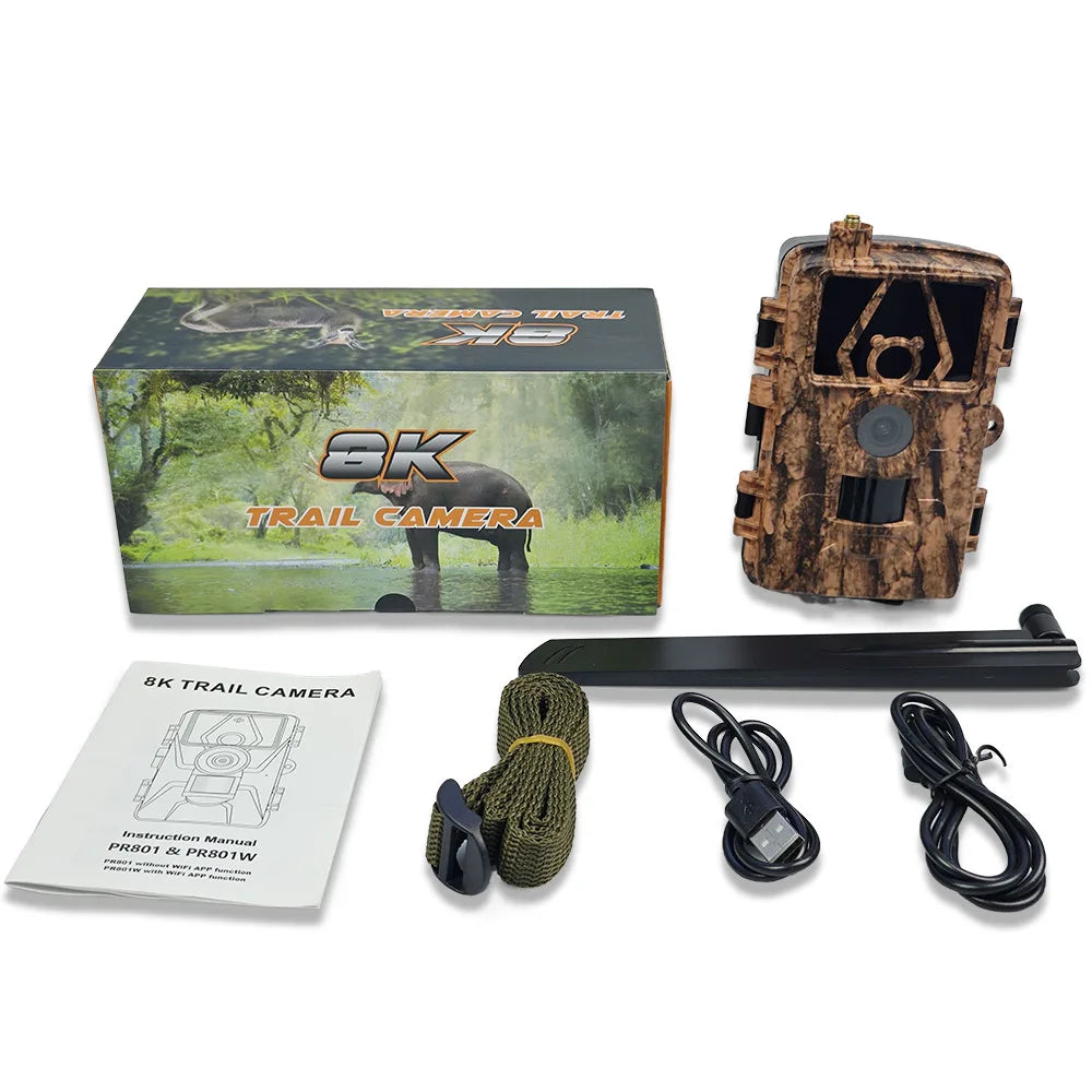 4G LTE Hunting Trail Camera 60MP 8K APP Control Night Vision Photo Trap Support SIM Card Cellular Mobile Wireless Wildlife Cam