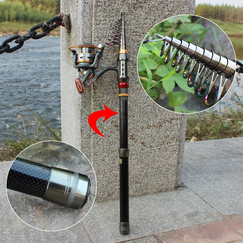 Combo Canne Télescopique Moulinet Portable