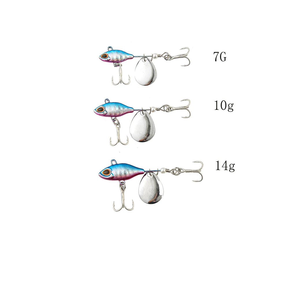7/10/14g Long Range Rotating VIB Vibration Bait Spinner Tail Spoon Fish Lure Jig Tractor Hard Fishing Baits Tackle Pesca