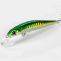 Jerkbait minnow coulant 8 cm coloris perchaude vert, vue de profil